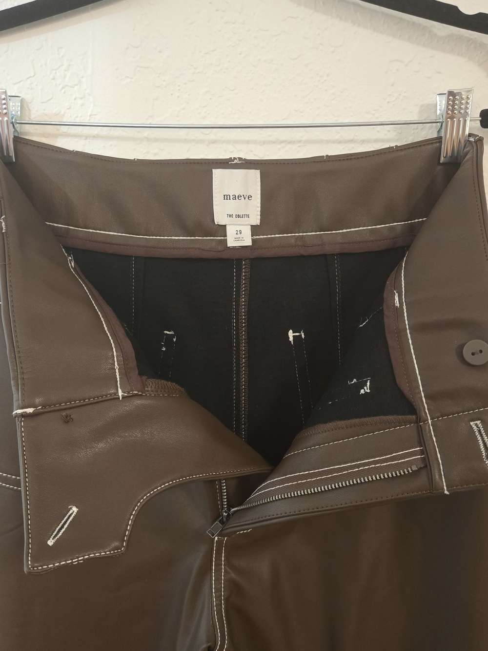 NWT Anthropology Meave Colette High-Rise Wide-Leg Faux Leather Pants - Brown - Picture 3 of 11